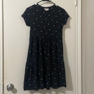 Jessica Simpson Charming Black Kids Dress with Purple Floral Print Size M